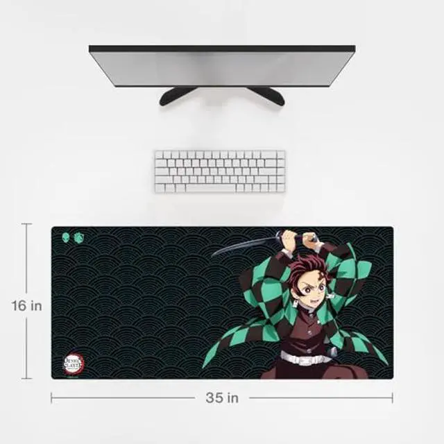 Alt view image 3 of 5 - Demon Slayer Kimetsu No Yaiba Tanjiro Gaming Mouse Pad, Computer Mouse Mat, Flat Stitched Edge, Non-Slip Rubber Base, Gamers & Office Use - Officially Licensed