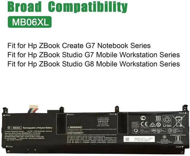 Alt view image 4 of 5 - JIAZIJIA MB06XL Laptop Battery Replacement for Hp ZBook Studio G7 G8 Mobile Workstation Series Notebook L78553-005 L78553-002 HSTNN-IB9E L77973-1C1 Black 11.58V 83Wh 6880mAh