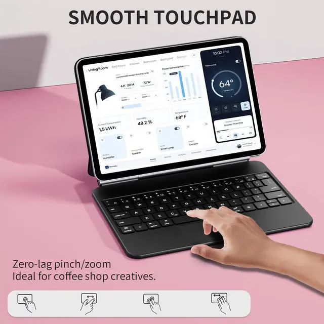 Alt view image 4 of 5 - riwezox iPad Pro 11" Magic Keyboard Case 2024 (M4 A2836/A2837), Magnetic Trackpad Keyboard for iPad Pro 11" 5th Gen 2024-1.5lbs Ultra-Light & Backlight Keys
