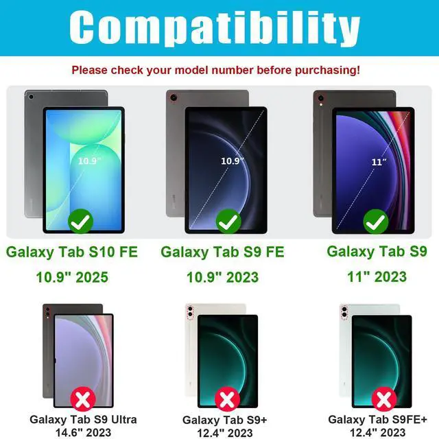 Alt view image 2 of 5 - Case for Galaxy Tab S10 FE &S9 FE 10.9"/S9 11 Inch: TPU Cover for Samstng Tablet S10 FE/ 2025/ S9 FE & S9 2023 5G with Screen Protector- Stand- Handle-Shoulder Strap-S-Pen Holder-Red