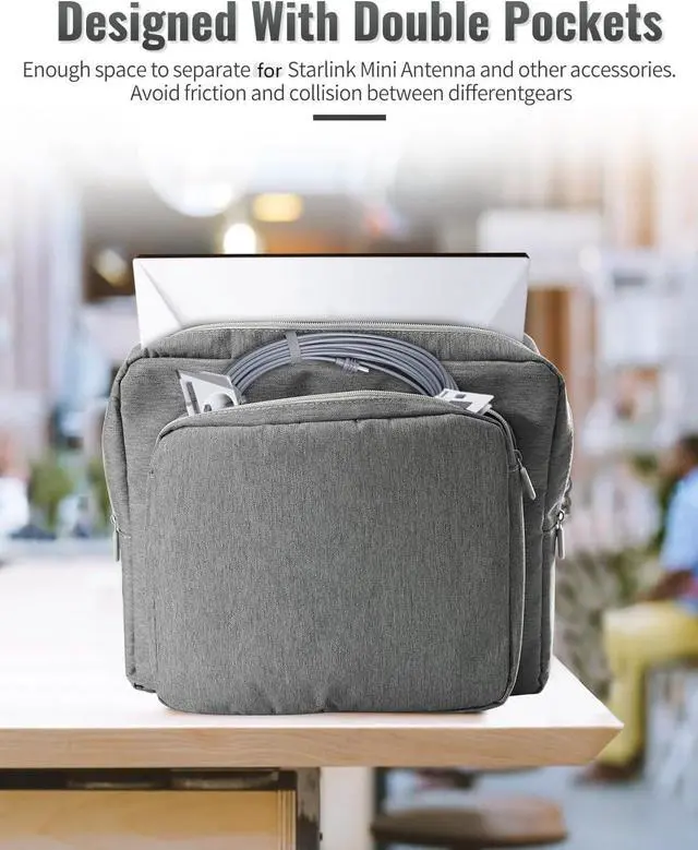 Alt view image 2 of 5 - LuxiSync Traveling Case for Starlink Mini, Portable Mini Carry Bag for Outdoor Camping and RV Trips, Easy-to-Carry Organizer for Starlink Dish and AccessoriesGrey