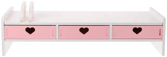 Main image of 1pc Monitor Stand with Pink and White Computer Riser Desktop Organizer for Monitor Space-saving Heightened Shelf for Office Student and Home Use