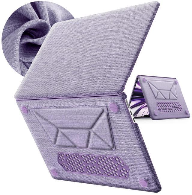 Main image of KAIJIAbox for MacBook Air 13.6 inch Case, Foldable Stand, Hard Shell, Woven Fabric Cover for MacBook 13 Inch 2025/2024/2022,M4 M3 M2 (Models A3240/A2681/A3113), Purple