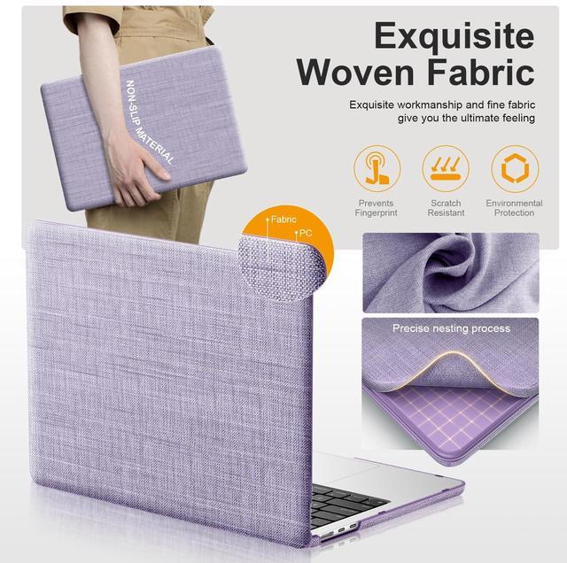 Alt view image 3 of 5 - KAIJIAbox for MacBook Air 13.6 inch Case, Foldable Stand, Hard Shell, Woven Fabric Cover for MacBook 13 Inch 2025/2024/2022,M4 M3 M2 (Models A3240/A2681/A3113), Purple