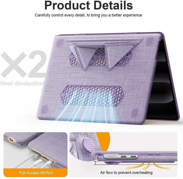 Alt view image 5 of 5 - KAIJIAbox for MacBook Air 13.6 inch Case, Foldable Stand, Hard Shell, Woven Fabric Cover for MacBook 13 Inch 2025/2024/2022,M4 M3 M2 (Models A3240/A2681/A3113), Purple
