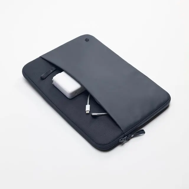 Alt view image 2 of 5 - Incase A.R.C. Sleeve with ReSpun Recycled Polyester - 15 inch and 16 inch MacBook/Laptop & iPad/Tablet Case - Cushioned Faux Fur Lining, External Zippered Slip Pocket - Navy