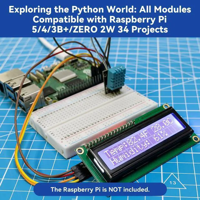 Alt view image 3 of 5 - SunFounder Universal Maker Sensor Kit Compatible with Arduino Mega 2560/Uno R3/R4 Minima/WiFi Nano, Raspberry Pi 5/4B/3B+/Zero 2 W/, Pico W, ESP32, C++, Python, MicroPython, Beginners & Engineers