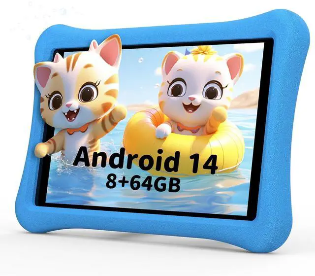 Main image of AWOW Kids Tablet for Kids 3-7: 10 inch Android 14 8GB RAM 64GB ROM Toddler Tablet for Kids 8-12 with Bluetooth WiFi Parental Control, Dual Camera, GMS, Shockproof Case (Blue, 8G+64G)