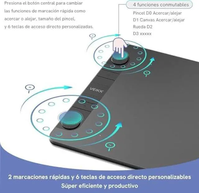 Alt view image 3 of 5 - VEIKK VK1060PRO V2 Drawing Tablet, 10 x 6 Inch Graphics Pen Tablet with 8 Shortcut Keys, 8192 Levels Battery Free Supports Tilt Function, Work for Digital Art Drawing, Designing
