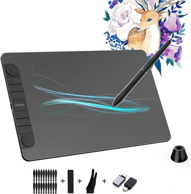 Main image of VEIKK VK1060PRO V2 Drawing Tablet, 10 x 6 Inch Graphics Pen Tablet with 8 Shortcut Keys, 8192 Levels Battery Free Supports Tilt Function, Work for Digital Art Drawing, Designing