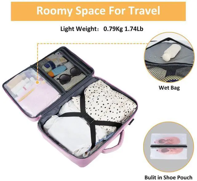 Alt view image 4 of 5 - Taygeer Large Backpack for Women Travel Bag, Luggage Backpack for College Women with 15.6inch Laptop Compartment & Shoe Pouch, Carryon Bag for Airplane Business Travel Essentials, Orchid Purple