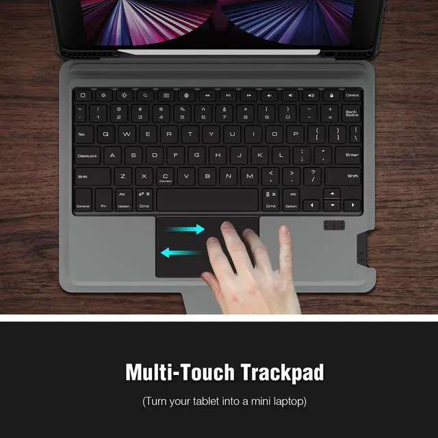 Alt view image 4 of 5 - Nillkin 12.9 inch iPad pro case with Keyboard, Magic Keyboard for iPad Air 13 2024 and iPad Pro 12.9 (6th, 5th, 4th, 3rd Gen), Detachable Backlit Magnetic Keyboard Case, Slide Camera Cover, Black
