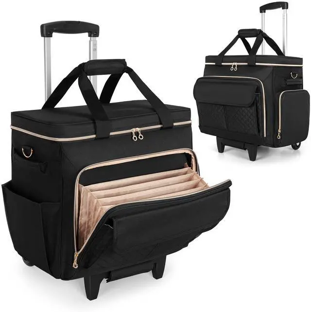 Main image of LUXJA Rolling Teacher Bag with Laptop Compartment and Detachable Dolly, Multifunctional Rolling Briefcase with Accordion File Area (Patent Pending), Black