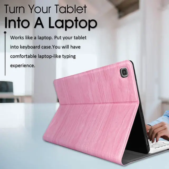 Alt view image 5 of 5 - LDSOYIA Galaxy Tab A7 10.4" 2020 Backlit Keyboard Case SM-T500 SM-T505 SM-T507, 7 Color Backlights Detachable Wireless Keyboard Protective Case Cover for Samsung Galaxy Tab A 10.4 Inch 2020 (Pink)