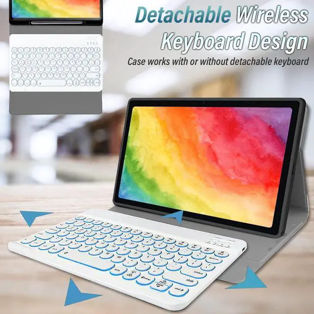 Alt view image 3 of 5 - LDSOYIA Galaxy Tab A7 10.4" 2020 Backlit Keyboard Case SM-T500 SM-T505 SM-T507, 7 Color Backlights Detachable Wireless Keyboard Protective Case Cover for Samsung Galaxy Tab A 10.4 Inch 2020 (Pink)
