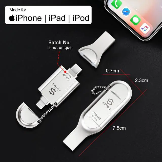 Alt view image 2 of 5 - JSL JDTDC MFi Certified Photo Storage Stick for iPhone iPad Memory External Storage for iPhone Thumb Drive iPhone Lightning USB Flash Drive iPhone Backup Stick