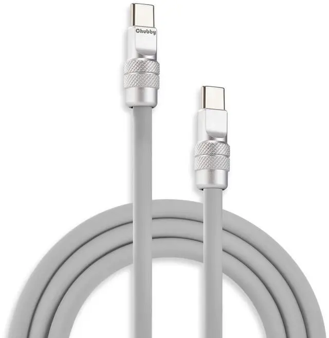 Main image of chubbycable Chubby 2.0 Fast Charging Cable Durable Soft Silicone USB C Cable 240W Extra Thick Phone Charger Cord Data Transfer Cord, Gray, Type-C to Type-C, 13.1 FT