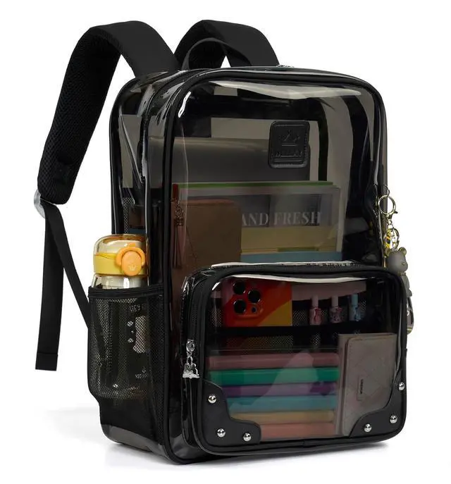 Main image of Caoroky knight Clear Backpack Heavy Duty Transparent Laptop Backpacks 15.6 Inch See Through TPU Travel Daypack Large College Bookbag for Women Men Teens Girls Boys students-Black