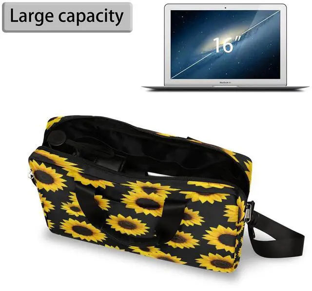 Alt view image 4 of 5 - Vintage Sunflower Laptop Bag Floral Flower 15.6 16 Laptops Sleeve Case Briefcase Notebook Carrying Case Cover Bags Computer Tablet Bags with Strap Handle for Women Man Boys Girls 15 Inch