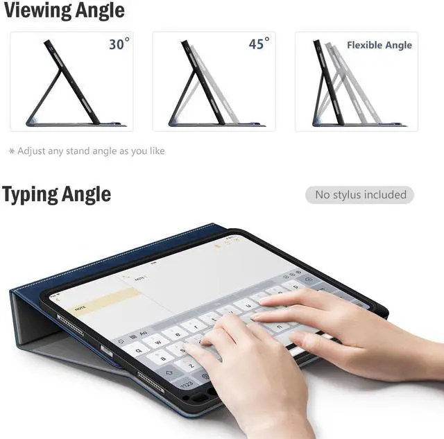 Alt view image 5 of 5 - Antbox for iPad Pro 11 Inch Case (M4) 2024, Built-in Pencil Holder, Fully Supports Pencil Pro/USB-C, Auto Sleep/Wake Function Vegan Leather (Blue)