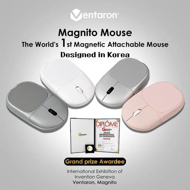 Alt view image 2 of 5 - ventaron Magnito  Magnetic Wireless Bluetooth Mouse for MacBook, iPad, Laptop, Windows, Chrome OS, Linux  Compact & Portable, Attachable, Silent Clicks  The Best Travel Mouse (Space Gray)