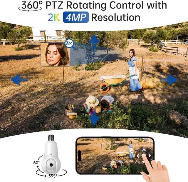 Alt view image 4 of 5 - SYMYNELEC Light Bulb Security Camera: 5G WiFi Socket Camera Outdoor - Wireless Lightbulb Camera Waterproof for Home with Night Vision Motion Detection 2Packs