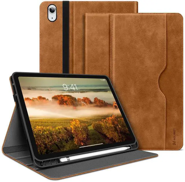 Main image of H HOLIMET Case for iPad (A16) 11th Generation 11'' 2025/10th Generation 10.9 Inch 2022 New with Pencil Holder Protective Cases Shockproof Cover Vegan Leather, Brown