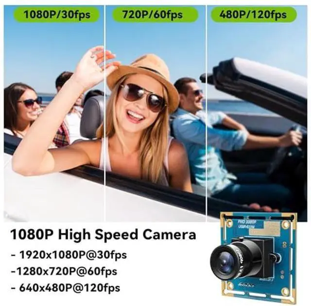 Alt view image 3 of 5 - USB Camera Module 1080P - 120fps High Speed Webcam with CMOS OV2710 Sensor, Low Light Industrial Lightburn Camera Board Plug&Play for 3D Printer Robot Machine Vision