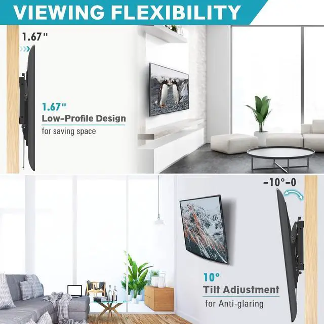 Alt view image 3 of 5 - MOUNTUP Tilting TV Wall Mount for 37-75 Inches TVs & Full Motion TV Mount for 26-55 Inches TVs Bundle