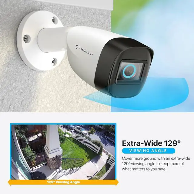 Alt view image 4 of 5 - Amcrest Full HD 1080P 1920TVL Bullet Outdoor Security Camera (Quadbrid 4in1 HD-CVI/TVI/AHD/Analog), 2MP 1920x1080, 129° FOV, White AMC1081BC28-W-V4