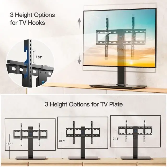 Alt view image 3 of 5 - PERLESMITH Universal Swivel TV Stand Base&TV Anti-tip Straps for TV