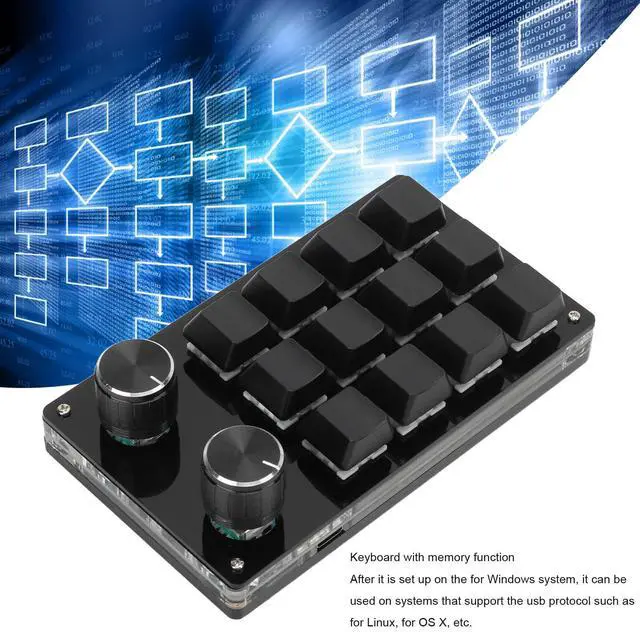 Alt view image 4 of 5 - Zerodis Macro Mechanical Keyboard, One Handed Macro Mechanical Keyboard 12 Key Multifunction DIY Programmable Keypad for Office Gaming Labsecurity Accessories (Black)