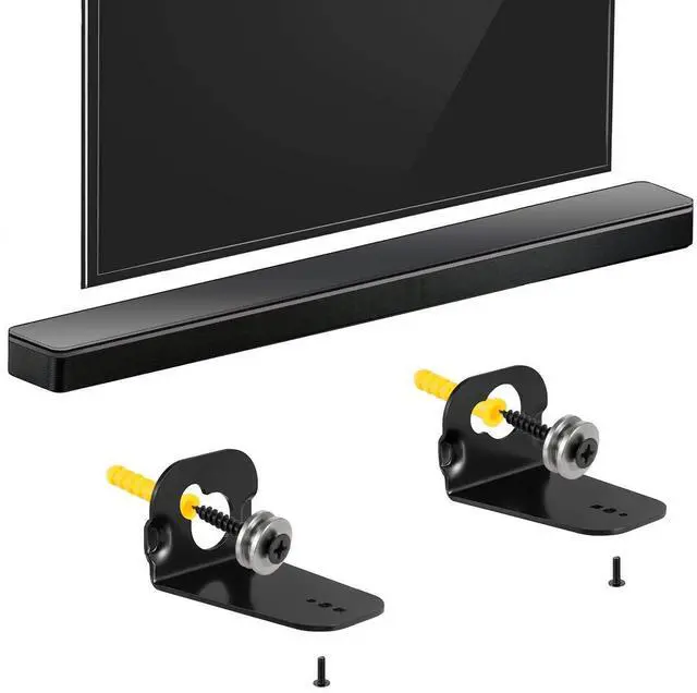 Alt view image 5 of 5 - Yimaut Soundbar Wall Mount Bracket for Samsung HW-M360 HW-K550 HW-K550 HW-M550 HW-K650 HW-K430 HW-K335 HW-K651 HW-K450 Mount, 2 Pieces Black Wall Bracket Holder + Screws + Metal Holder Screws