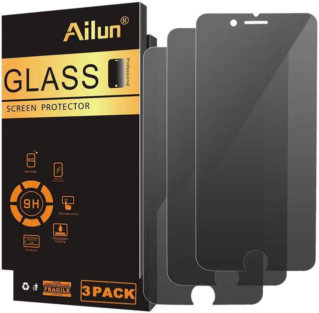 Alt view image 2 of 5 - Ailun Screen Protector Compatible with iPhone 8 Plus 7 Plus Privacy Anti Glare 3Pack Anti Spy Private Tempered Glass [Black] and USB C to Lightning Cable 2Pack and USB C Female to USB A Male Adapter w