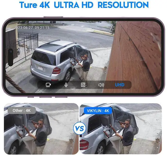 Alt view image 3 of 4 - VIKYLIN 4K 8MP PoE IP Camera Outdoor, 4K Security Turret Camera with Human Vehicle Detection, 2.8mm Lens, Starlight 98ft EXIR2.0 Night Vision,2-Way Talk, MicroSD 256GB, IP67, Blue Iris, NDAA Compliant