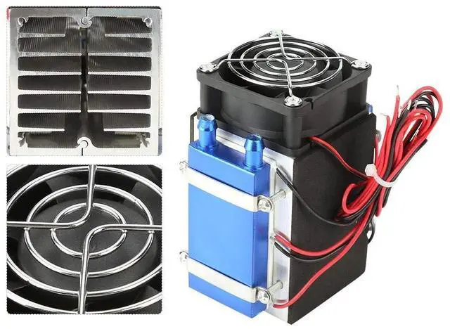 Alt view image 4 of 5 - DC 12V Semiconductor Refrigeration Machine Cooler Radiator Thermoelectric Peltier Refrigeration Air Cooling Heatsink DIY Device with Fan - 4&6 Chip (4 Chip)