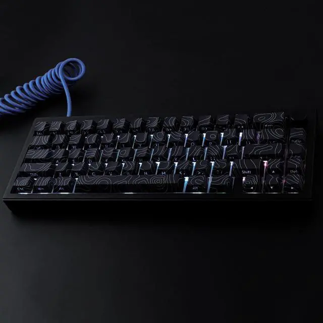 Alt view image 4 of 5 - Tsungup Custom Keycaps,PBT Side Printed Keycap Set - Shine Through 135 Keys Contour Line Cool Key caps,Cherry Profile Keyboard Keycaps for Cherry MX Switches Mechanical Keyboards(Black)
