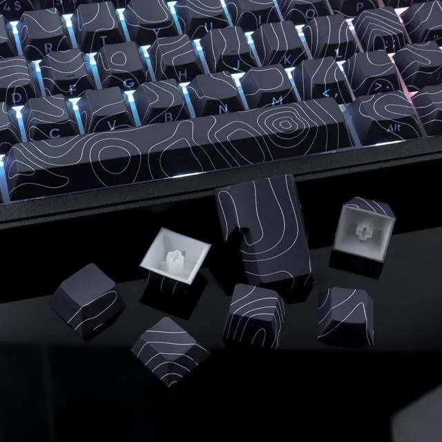 Alt view image 5 of 5 - Tsungup Custom Keycaps,PBT Side Printed Keycap Set - Shine Through 135 Keys Contour Line Cool Key caps,Cherry Profile Keyboard Keycaps for Cherry MX Switches Mechanical Keyboards(Black)