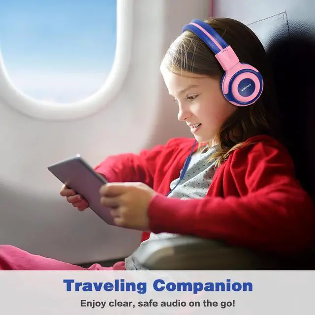 Alt view image 2 of 5 - SIMOLIO 2 Pack Headphones for Kids with Mic, 75dB/85dB/94dB Safe Volume Limit, Wired School Headphones for Girls Boys Children Tablet Laptop Travel with Audio Share Function (Mint,Pink)