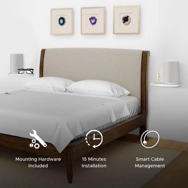 Alt view image 5 of 5 - ERA100 Shelf Wall Mount, White, Single (1pc) Compatible with Sonos ERA 100 Speaker, Bracket, Cord Management, Mounting Hardware