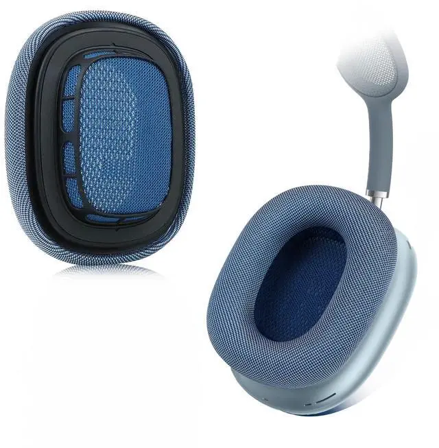 Alt view image 3 of 5 - Sinowo Upgraded Ear Cushions for Apple AirPods Max Headphones, Mesh Fabric Replacement Ear Pads Cover with Memory Foam and Magnet,Closer to The Original(Blue)