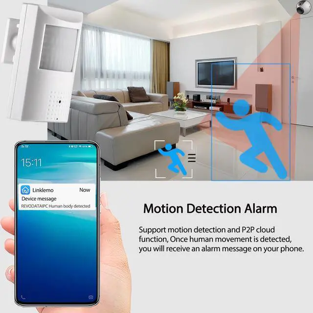 Alt view image 5 of 5 - REVODATA HD 5MP PIR 940nm Invisible LED POE IP Camera Built in Micro-Phone,3.7mm Lens 80° View Day and IR Night Vision CCTV Indoor Security Camera,P2P H.265 Motion Detection (IPIR-P-A-HS)