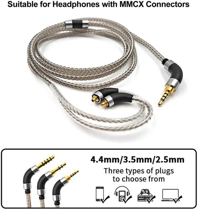 Alt view image 5 of 5 - okcsc Earphone Cable MMCX Silver Plated High Purity Monocrystalline Copper Fits Final Audio E4000/E5000/B1/B2/B3/A8000/Make1/Make2/Make3 IEM with 4.4mm Plug