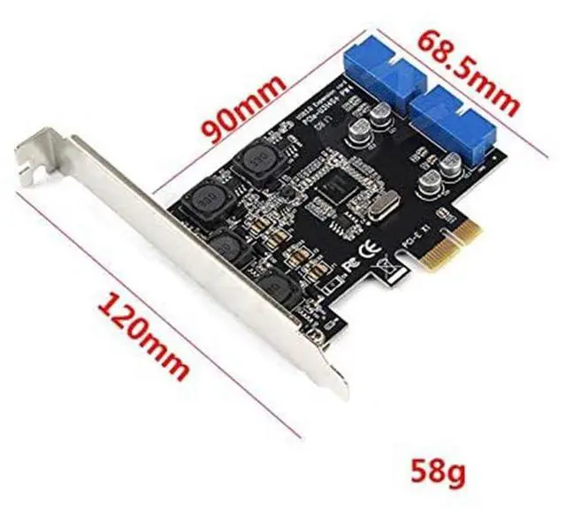 Alt view image 5 of 5 - PCI-E X1 to 2 Ports 19 Pin USB 3.0 Header PCI Express to Dual 20 Pin USB 3.0 Card