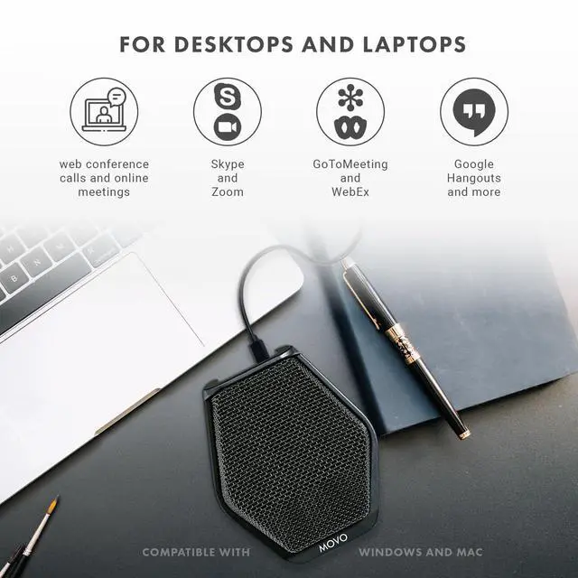 Alt view image 3 of 5 - Movo MC1000 Conference USB Microphone for Computer Desktop and Laptop with 180° / 20' Long Pick up Range Compatible with Windows and Mac for Dictation, Recording, YouTube, Conference Call, Skype