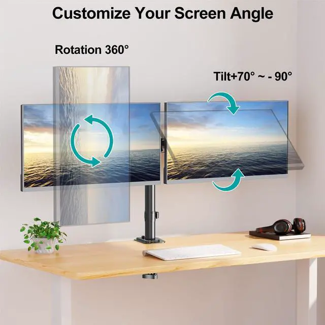 Alt view image 4 of 5 - MOUNT PRO Dual Monitor Mount Fits 13-32 Inch/17.6lbs LCD Screen, Computer Monitor Desk Mount, Articulating Monitor Arm, Height Adjustable Display Stand for 2 Monitors, VESA Mount 75x75/100x100mm