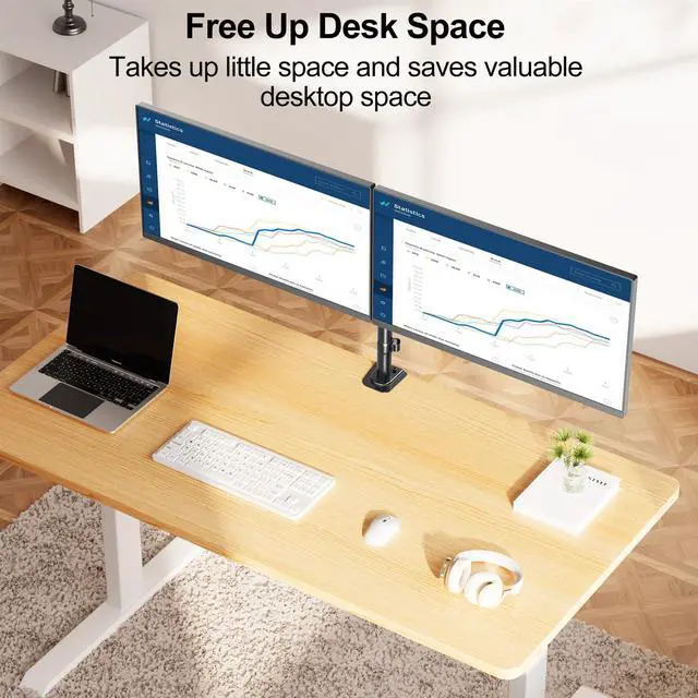 Alt view image 2 of 5 - MOUNT PRO Dual Monitor Mount Fits 13-32 Inch/17.6lbs LCD Screen, Computer Monitor Desk Mount, Articulating Monitor Arm, Height Adjustable Display Stand for 2 Monitors, VESA Mount 75x75/100x100mm