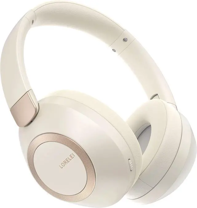 Main image of LORELEI B-C6 Wireless Over Ear Headphones, 50H Playtime Foldable Lightweight Bluetooth Headsets, Deep Bass, Built-in Microphone, Memory Foam Earmuff, for Travel, Home Office (Beige White)