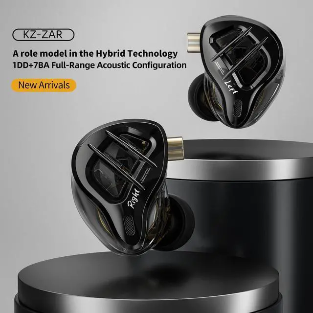 Alt view image 5 of 5 - KZ ZAR in-Ear Monitor Headphones 7BA+1DD Hybrid Drivers HiFi Noise Isolation Wired Earphone with 2pin Detachable Cable for Singers