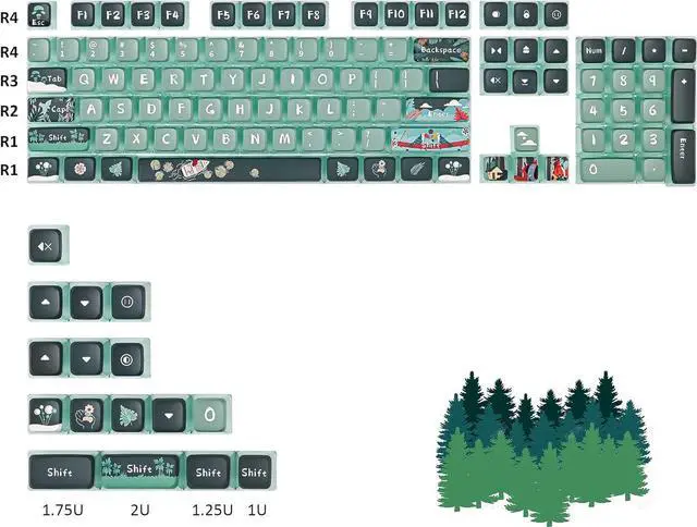 Alt view image 2 of 5 - iRoboosta Green Pudding Keycaps - PBT Translucent 118 Key ASA Profile Keycap Set for 60 Percent Mechanical Keyboards (Green Forest)